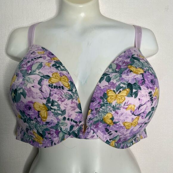 Victoria's Secret PUSH-UP Bra 38 DDD Feedom Cloud Periwinkle Floral Butterfly 🦋 - Picture 10 of 10